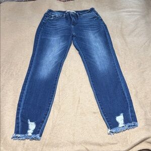KanCan Dark Blue Distressed Ankle Jeans